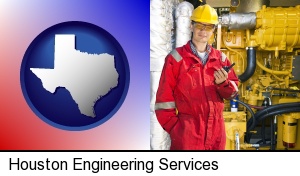 Houston, Texas - a hydraulics engineer, wearing a red jumpsuit