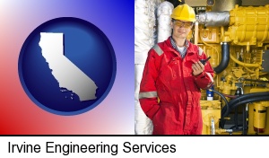 Irvine, California - a hydraulics engineer, wearing a red jumpsuit