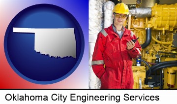 a hydraulics engineer, wearing a red jumpsuit in Oklahoma City, OK