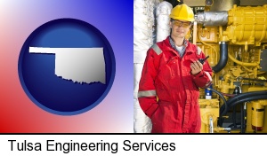 Tulsa, Oklahoma - a hydraulics engineer, wearing a red jumpsuit